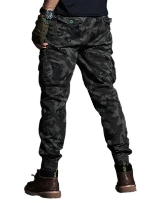 High Quality Khaki Casual Pants Men Tactical Joggers Camouflage Cargo Pants Multi-Pocket Fashions Black Army Trousers Work Wear