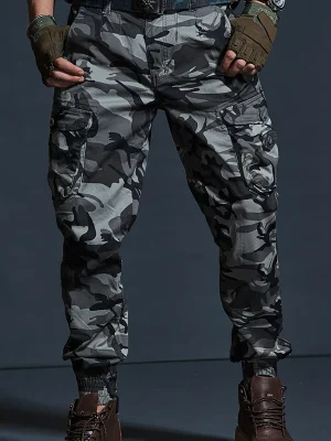 High Quality Khaki Casual Pants Men Tactical Joggers Camouflage Cargo Pants Multi-Pocket Fashions Black Army Trousers Work Wear 2