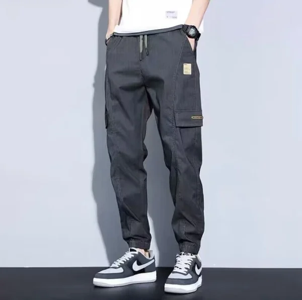 Trendy Men Pants Soft Fabric Multi Pockets Elastic Waist Spring Summer Cargo Pants Wear-resistant Jogger Trousers Simple Clothes