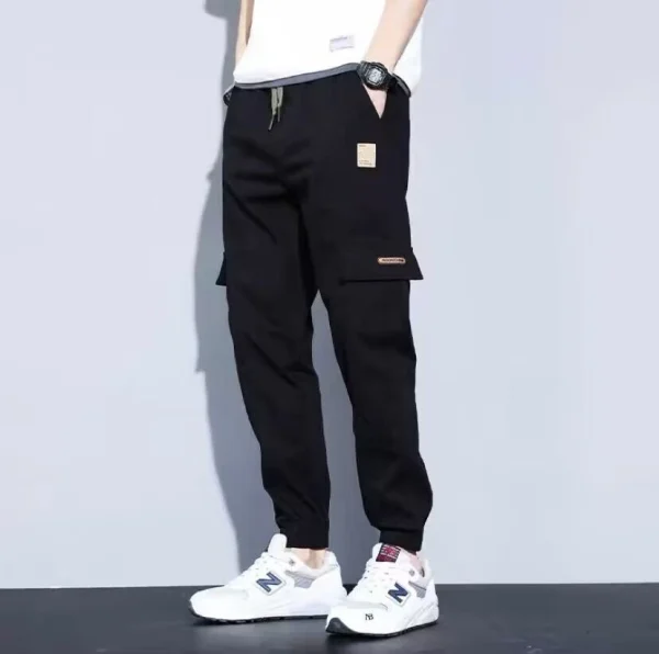 Trendy Men Pants Soft Fabric Multi Pockets Elastic Waist Spring Summer Cargo Pants Wear-resistant Jogger Trousers Simple Clothes