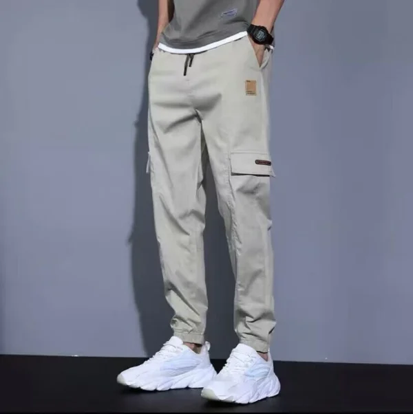 Trendy Men Pants Soft Fabric Multi Pockets Elastic Waist Spring Summer Cargo Pants Wear-resistant Jogger Trousers Simple Clothes