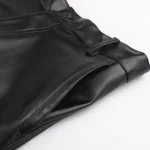 Men's Leather Pants Straight Fit Elastic PU Leather Trousers Motorcycle Pants Thin