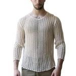 Wear Men Mesh T-shirts Bottoming Shirt Knitted Mesh Top Clothing Autumn Men Knitted Mesh Top Long Sleeve Tees Club Streetwear