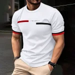 Men's 3D striped printed T-shirt men's hip-hop trend Harajuku streetwear round neck T-shirt comfortable and breathable