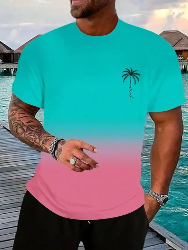 Summer Casual Everyday Men's Short Sleeve Top Hawaiian Men's Fashion T-shirt Outdoor Beach Men's Crew Neck T-shirt 3D Print