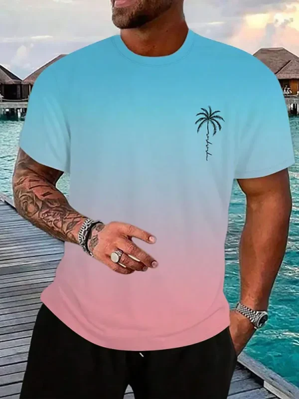 Summer Casual Everyday Men's Short Sleeve Top Hawaiian Men's Fashion T-shirt Outdoor Beach Men's Crew Neck T-shirt 3D Print