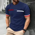 Men's 3D striped printed T-shirt men's hip-hop trend Harajuku streetwear round neck T-shirt comfortable and breathable