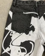 Summer New Fashion Letters Flocking Embroidery Casual Denim Shorts Men Y2K Harajuku Vintage Popular High Waist Wide Leg Shorts