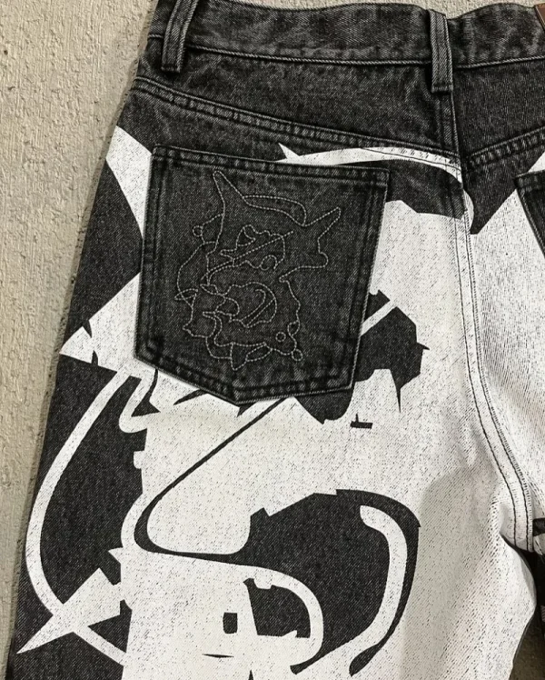 Summer New Fashion Letters Flocking Embroidery Casual Denim Shorts Men Y2K Harajuku Vintage Popular High Waist Wide Leg Shorts