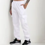 Men's Cargo Sweatpants Straight Fit Joggers Sports Pants Autumn Winter Streetwear Loose Fleece Long Pants Men Multi-pocket Pants