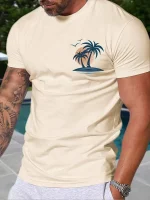 Summer Casual Everyday Men's Short Sleeve Top Hawaiian Men's Fashion T-shirt Outdoor Beach Men's Crew Neck T-shirt 3D Print