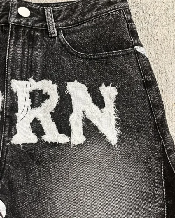 Summer New Fashion Letters Flocking Embroidery Casual Denim Shorts Men Y2K Harajuku Vintage Popular High Waist Wide Leg Shorts