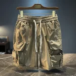 Mens Cargo Shorts Baggy Short Pants for Men with Pockets Oversize Loose Solid Long Draw String Bermuda Wide Half Big Size Jorts