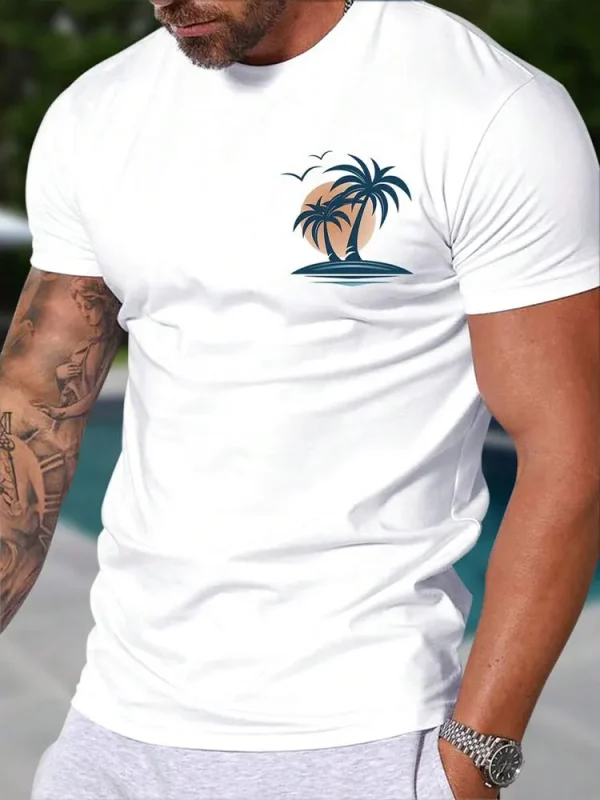 Summer Casual Everyday Men's Short Sleeve Top Hawaiian Men's Fashion T-shirt Outdoor Beach Men's Crew Neck T-shirt 3D Print