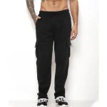 Men's Cargo Sweatpants Straight Fit Joggers Sports Pants Autumn Winter Streetwear Loose Fleece Long Pants Men Multi-pocket Pants