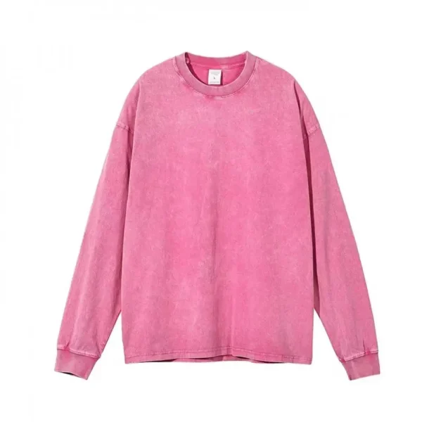 240G Heavy Washed-out Vintage Pure 100% Cotton Long-Sleeve T-shirt Men and Women Loose Spring and Autumn round Neck Sweater