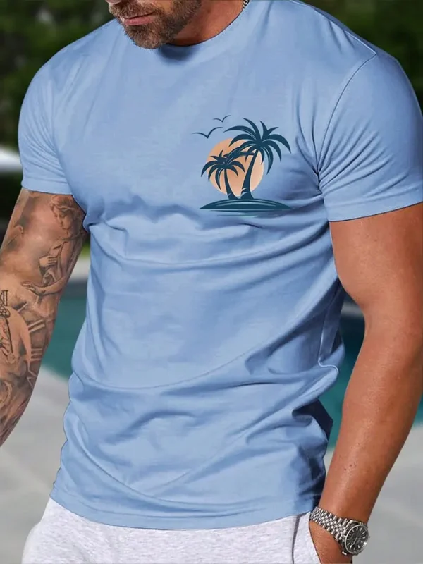 Summer Casual Everyday Men's Short Sleeve Top Hawaiian Men's Fashion T-shirt Outdoor Beach Men's Crew Neck T-shirt 3D Print