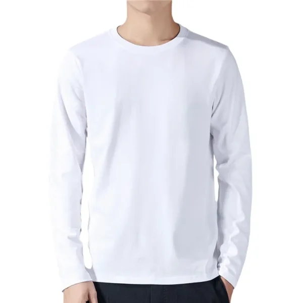 T Shirt For Men Cotton Long Sleeve T-shirts Solid Color Men's Clothing Full Length Sleeve For Spring And Autumn Undershirts