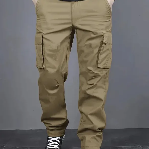 Men's casual multi pocket work pants with loose fit and drawstring waistband suitable for hikingfishingand outdoor exploration