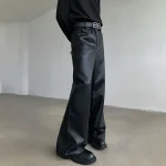 Mens Pu Leather Pants Rider Motorcycle Casual Pants Streetwear Fashion Hip-Hop Trend Youth Campus Pants Men'S Clothing New