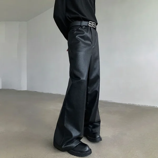 Mens Pu Leather Pants Rider Motorcycle Casual Pants Streetwear Fashion Hip-Hop Trend Youth Campus Pants Men'S Clothing New