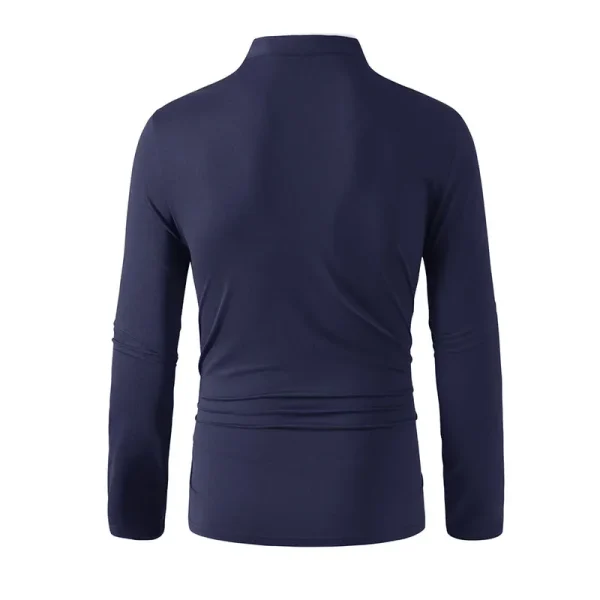 2025 New Men's Casual and Fashionable Solid Color Long Sleeved Stand Up Collar T-shirt Summer Versatile and Comfortable Top