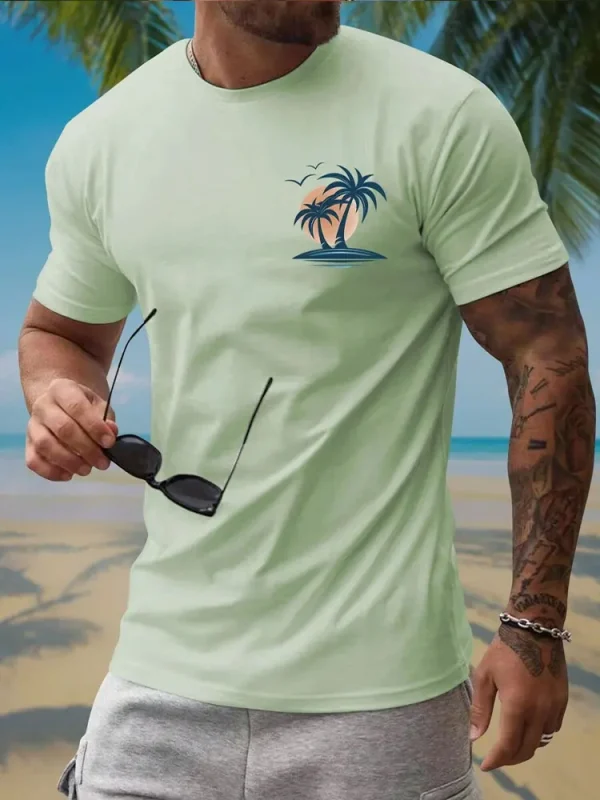 Summer Casual Everyday Men's Short Sleeve Top Hawaiian Men's Fashion T-shirt Outdoor Beach Men's Crew Neck T-shirt 3D Print