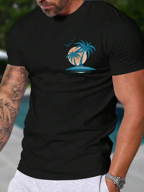 Summer Casual Everyday Men's Short Sleeve Top Hawaiian Men's Fashion T-shirt Outdoor Beach Men's Crew Neck T-shirt 3D Print