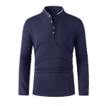 2025 New Men's Casual and Fashionable Solid Color Long Sleeved Stand Up Collar T-shirt Summer Versatile and Comfortable Top