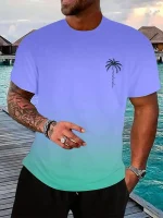 Summer Casual Everyday Men's Short Sleeve Top Hawaiian Men's Fashion T-shirt Outdoor Beach Men's Crew Neck T-shirt 3D Print