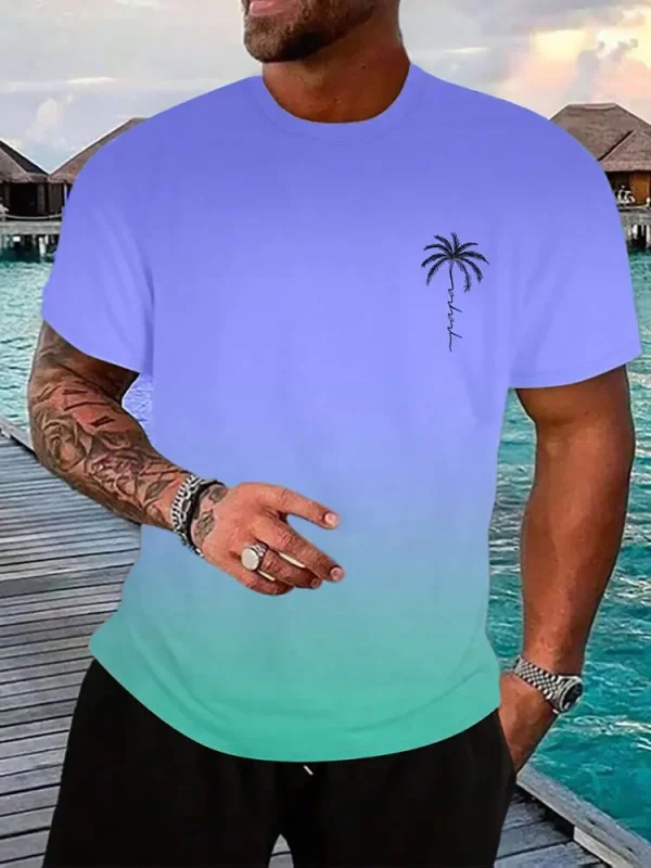 Summer Casual Everyday Men's Short Sleeve Top Hawaiian Men's Fashion T-shirt Outdoor Beach Men's Crew Neck T-shirt 3D Print
