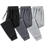 2025 New Men Loose Sweatpants Casual Elastic Drawstring Pants Male Elastic Waist Soft Casual Ankle Band Zipper Pockets Trousers