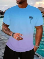 Summer Casual Everyday Men's Short Sleeve Top Hawaiian Men's Fashion T-shirt Outdoor Beach Men's Crew Neck T-shirt 3D Print