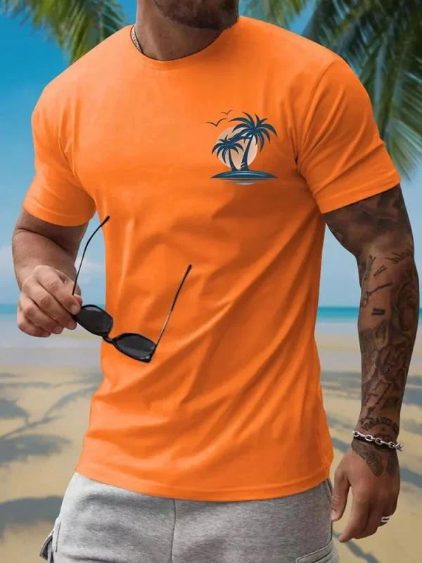 Summer Casual Everyday Men's Short Sleeve Top Hawaiian Men's Fashion T-shirt Outdoor Beach Men's Crew Neck T-shirt 3D Print