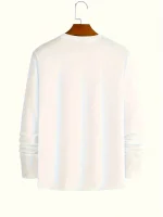 Men's 100% pure cotton loose fit plus size comfortable casual sports Boston letter printed round neck long sleeved T-shirt top