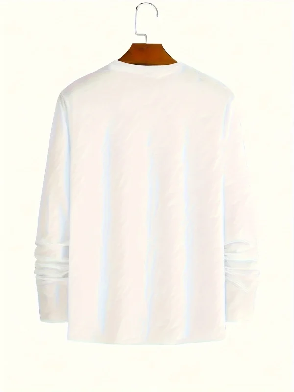 Men's 100% pure cotton loose fit plus size comfortable casual sports Boston letter printed round neck long sleeved T-shirt top