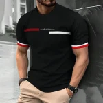Men's 3D striped printed T-shirt men's hip-hop trend Harajuku streetwear round neck T-shirt comfortable and breathable