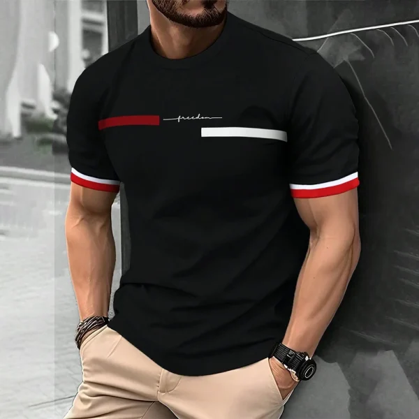 Men's 3D striped printed T-shirt men's hip-hop trend Harajuku streetwear round neck T-shirt comfortable and breathable