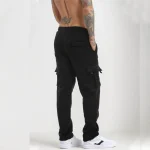 Men's Cargo Sweatpants Straight Fit Joggers Sports Pants Autumn Winter Streetwear Loose Fleece Long Pants Men Multi-pocket Pants