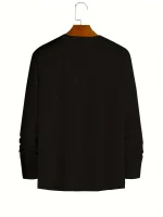 Men's 100% pure cotton loose fit plus size comfortable casual sports Boston letter printed round neck long sleeved T-shirt top