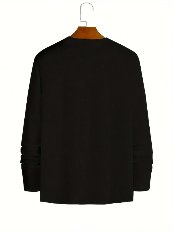 Men's 100% pure cotton loose fit plus size comfortable casual sports Boston letter printed round neck long sleeved T-shirt top