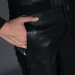 New Mens Skinny Biker Leather Pants Fashion Faux Leather Motorcycle Trousers For Male Stage Club Wear