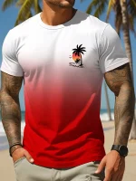 Summer Casual Everyday Men's Short Sleeve Top Hawaiian Men's Fashion T-shirt Outdoor Beach Men's Crew Neck T-shirt 3D Print